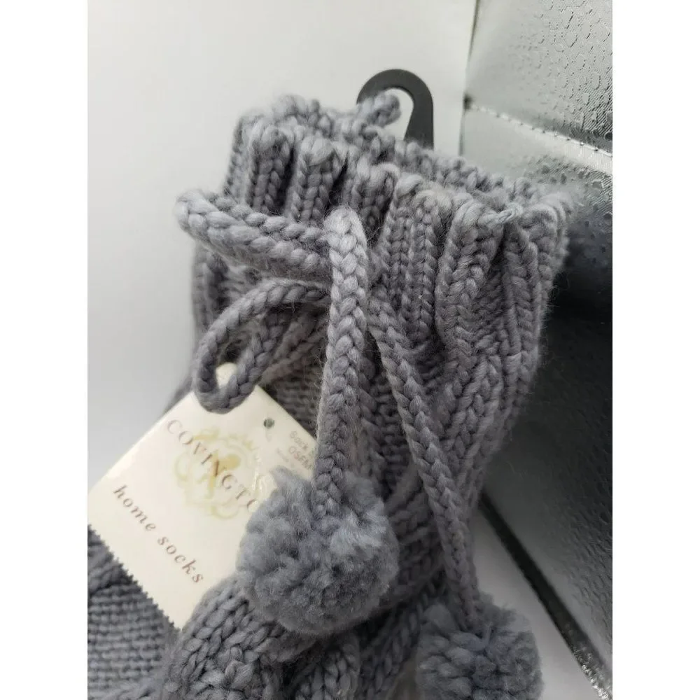 Covington‎ NWT Sears Slippers Socks Grey Gray Knit Winter Socks with Grippers